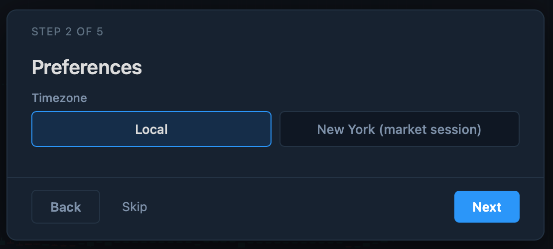 TickForge onboarding — timezone