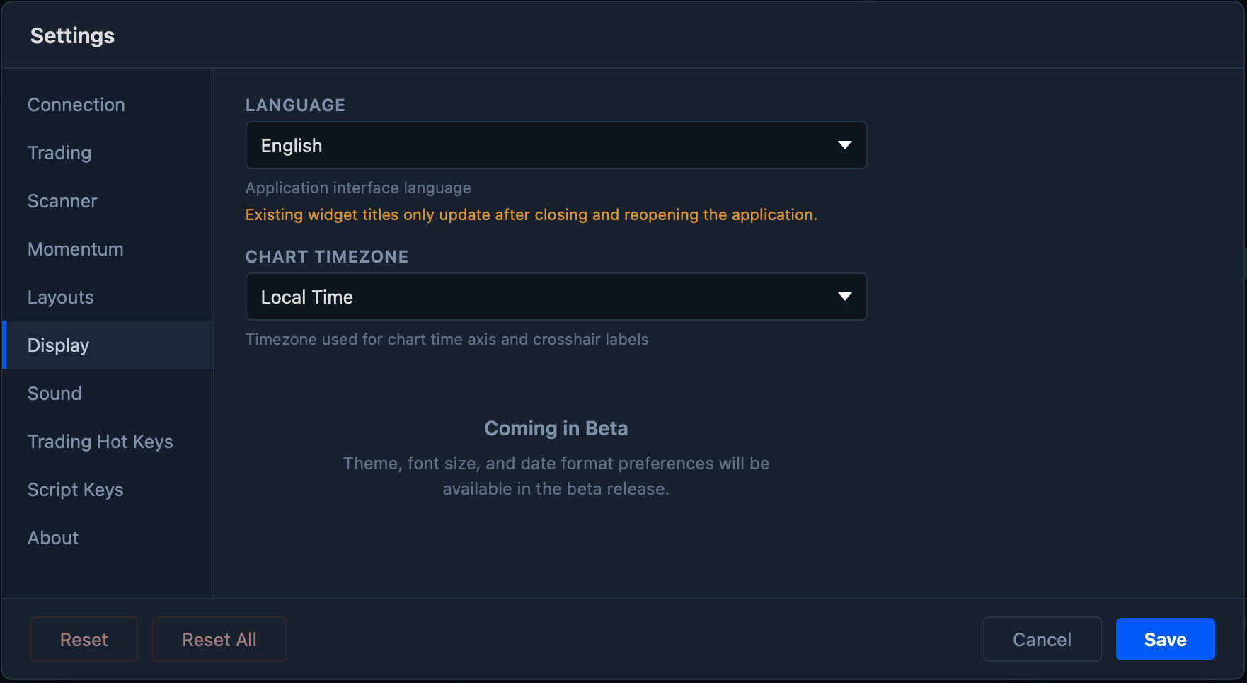 Display settings